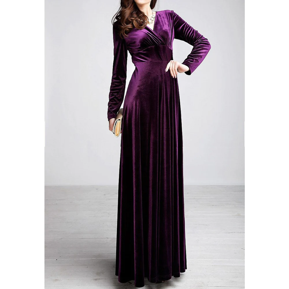 Plus Size 4XL 5XL Women Winter Dress Long Sleeve V-Neck Long Maxi Velvet Dresses Elegant Ladies Formal Party Red Dresses black
Plus Size 4XL 5XL Women Winter Dress Long Sleeve V-Neck Long Maxi Velvet Dresses Elegant Ladies Formal Party Red Dresses black