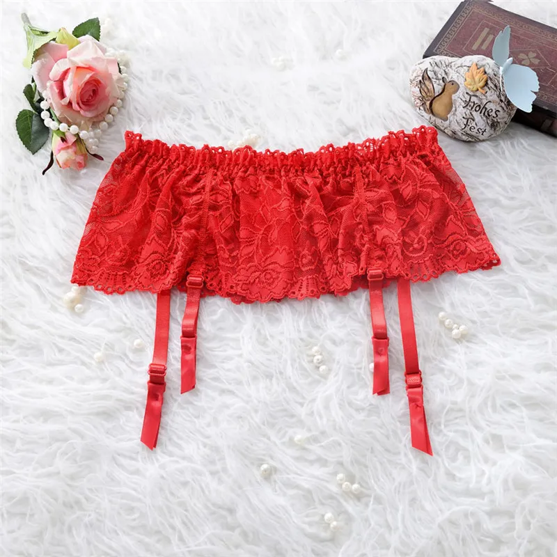 Garters Embroidery Garter Belt Female Suspender Belt for Stocking Women Sexy Lingerie Red Flowers Underwear (3)