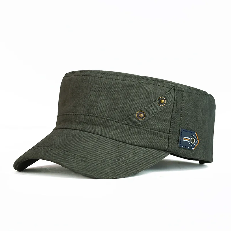 New 2019 Vintage Solid Color Washed Military Cap Men's Simple Casual Cotton Flat Top Snapback Army Hat Adjustable Wholesale
New 2019 Vintage Solid Color Washed Military Cap Men's Simple Casual Cotton Flat Top Snapback Army Hat Adjustable Wholesale