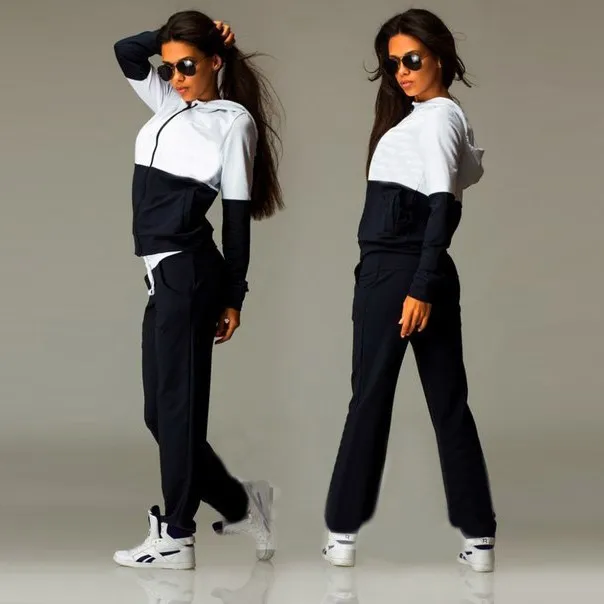Women's two-piece spring and autumn classic contrast color casual sportswear suit ladies long-sleeved jacket + pants
Women's two-piece spring and autumn classic contrast color casual sportswear suit ladies long-sleeved jacket + pants