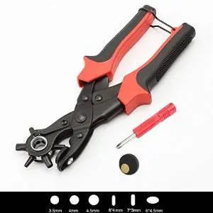 Leather Belt Hole Punch Plier 6 Size Head revolves for DIY Hand Made (Red: 3 Round, 2 Flat ,1 Oval Size)
Leather Belt Hole Punch Plier 6 Size Head revolves for DIY Hand Made (Red: 3 Round, 2 Flat ,1 Oval Size)