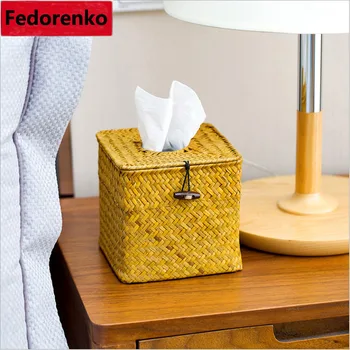 Retro Rattan Seaweed Crafts Handmade Straw Woven Paper Box Removable Tissue storage boxes Case Roll Paper organizer Canister
Retro Rattan Seaweed Crafts Handmade Straw Woven Paper Box Removable Tissue storage boxes Case Roll Paper organizer Canister