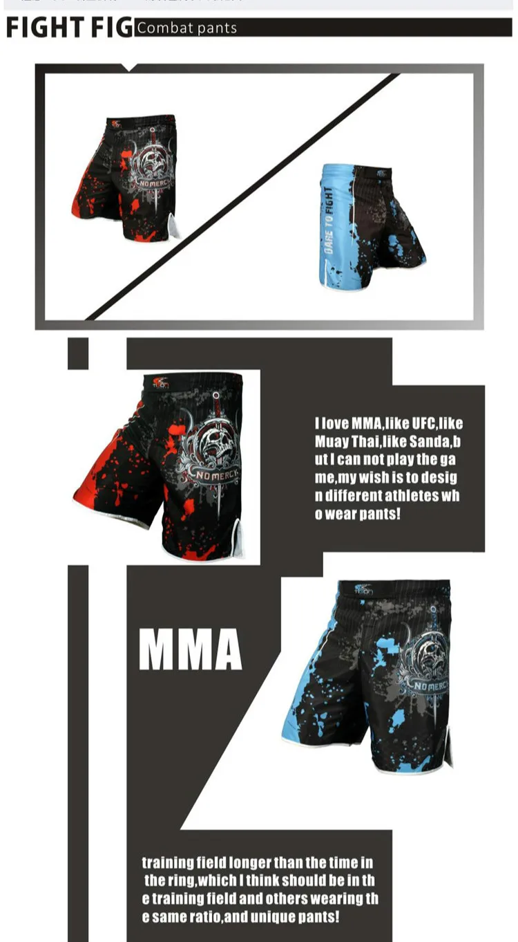 Mens Wrestling Pants Skeleton Skull Cool Printing Muay Thai Boxing Shorts New