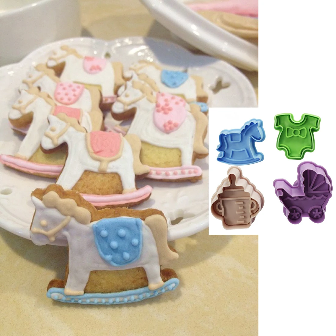 4Pcs Baby Type Plastic Baking Mold Kitchen Biscuit Cookie Cutter Pastry Plunger 3D Fondant Cake Decorating Tools
4Pcs Baby Type Plastic Baking Mold Kitchen Biscuit Cookie Cutter Pastry Plunger 3D Fondant Cake Decorating Tools