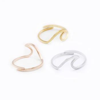 Wholesale 10pcs/lot Simple Wave Rings Stainless Steel Bague Femme Beach Jewelry Rose Gold Color Adjustable Surf Rings For Women
Wholesale 10pcs/lot Simple Wave Rings Stainless Steel Bague Femme Beach Jewelry Rose Gold Color Adjustable Surf Rings For Women