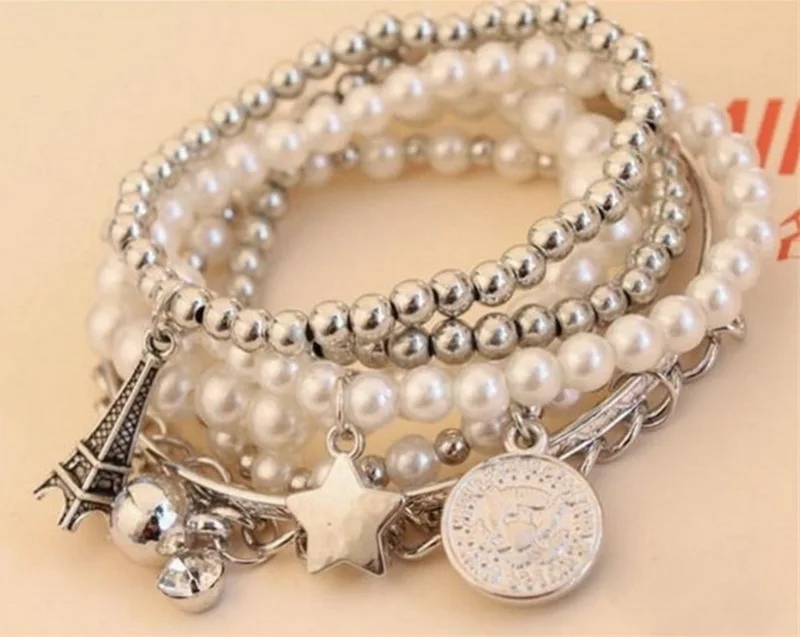 New Product 6pcs Mixed Vintage Korean Style Bracelet Eiffel Tower Star Coin Imitation Pearl Elastic Bracelets Bangles
New Product 6pcs Mixed Vintage Korean Style Bracelet Eiffel Tower Star Coin Imitation Pearl Elastic Bracelets Bangles