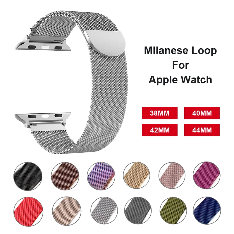 

Milanese Loop For Apple Watch series 1/2/3 42mm 38mm Stainless Steel band Bracelet strap for series 4 5 40mm 44mm watchband