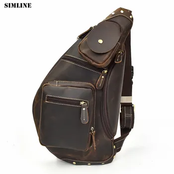 SIMLINE Vintage Genuine Leather Chest Bag Pack Men Men's Crazy Horse Cowhide Travel Shoulder Crossbody Bags Handbags For Male
SIMLINE Vintage Genuine Leather Chest Bag Pack Men Men's Crazy Horse Cowhide Travel Shoulder Crossbody Bags Handbags For Male