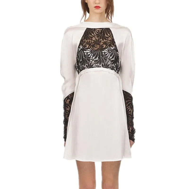 Self Portrait White Dress 2018 Autumn Sexy Backless Long Sleeve Lace Patchwork Satin Dress For Party vestidos de festa
Self Portrait White Dress 2018 Autumn Sexy Backless Long Sleeve Lace Patchwork Satin Dress For Party vestidos de festa