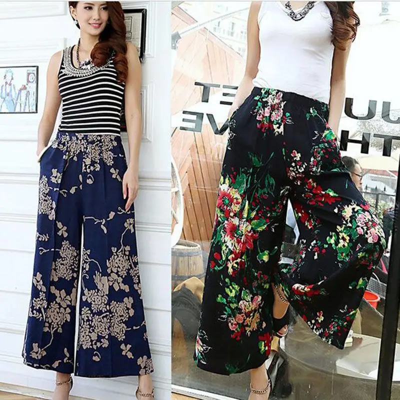 2019 summer runway casual harem flare high waist loose floral Wide leg pants women clothing print Vintage trousers plus size
2019 summer runway casual harem flare high waist loose floral Wide leg pants women clothing print Vintage trousers plus size