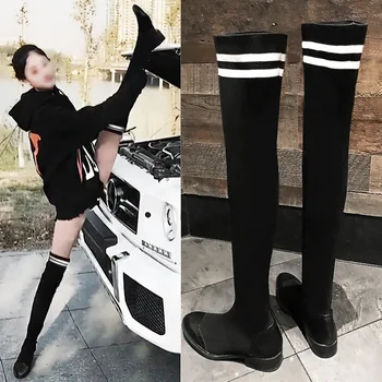 Sewing Low Flat With Casual Women Boots Round Toe Fashion PU Solid Long Boots Over-the-Knee Slip-On Concise Winter Shoes
Sewing Low Flat With Casual Women Boots Round Toe Fashion PU Solid Long Boots Over-the-Knee Slip-On Concise Winter Shoes