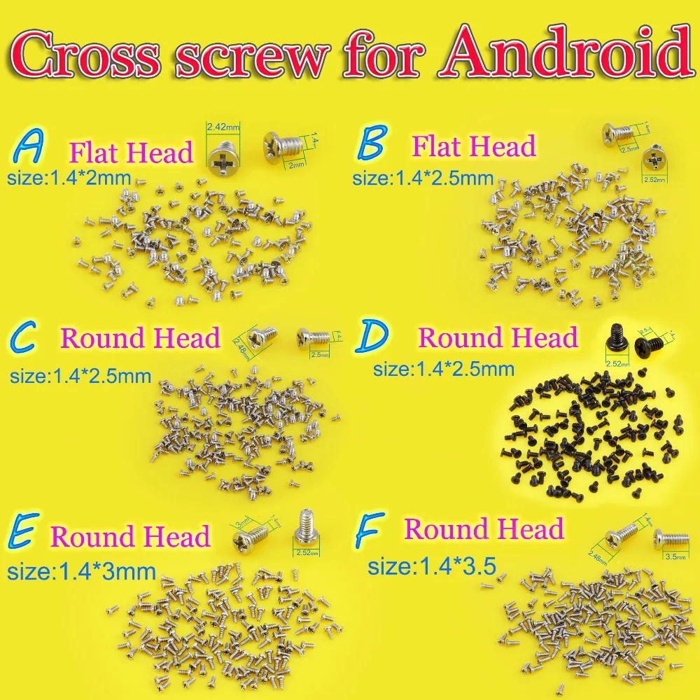 NEW Cell Phone Screws M1.4 * 2 /1.4*2/1.4*3/1.4*3.5mm Micro Screws Repair Micro Miniblack Cross head Mobile notebook for Xiaomi
NEW Cell Phone Screws M1.4 * 2 /1.4*2/1.4*3/1.4*3.5mm Micro Screws Repair Micro Miniblack Cross head Mobile notebook for Xiaomi