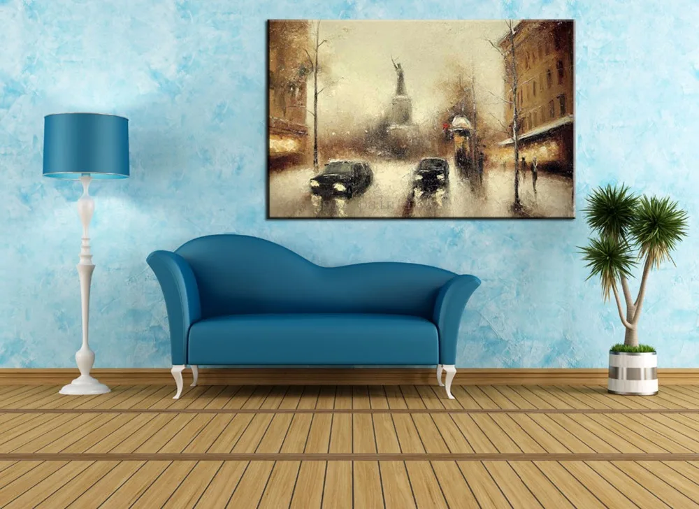 

High Skill Hand Painted Abstract Russian Street Landscape Oil paintings on Canvas Handmade Calligraphy Wall Artwork Decorative