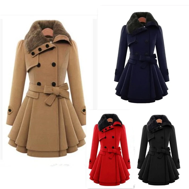 Autumn and winter double-breasted fur collar woolen coat women 2019 winter slim thick solid color office lady coat female B472
Autumn and winter double-breasted fur collar woolen coat women 2019 winter slim thick solid color office lady coat female B472