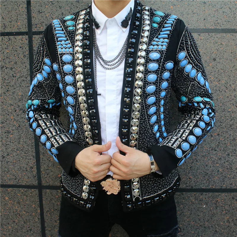 Baroque Style Autumn Winter 2019 Men Luxury Gems Beadings Slim Formal Performance Jacket Short Wedding Uniform Basic Jacket
Baroque Style Autumn Winter 2019 Men Luxury Gems Beadings Slim Formal Performance Jacket Short Wedding Uniform Basic Jacket