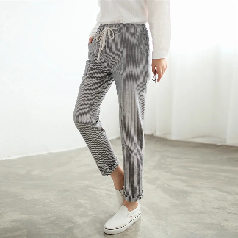 ZANZEA Women Pants 2019 Elastic Waist Vertical Stripe Pockets Long Pantalon Female Spring Autumn Cotton Blend Vintage Trousers
ZANZEA Women Pants 2019 Elastic Waist Vertical Stripe Pockets Long Pantalon Female Spring Autumn Cotton Blend Vintage Trousers