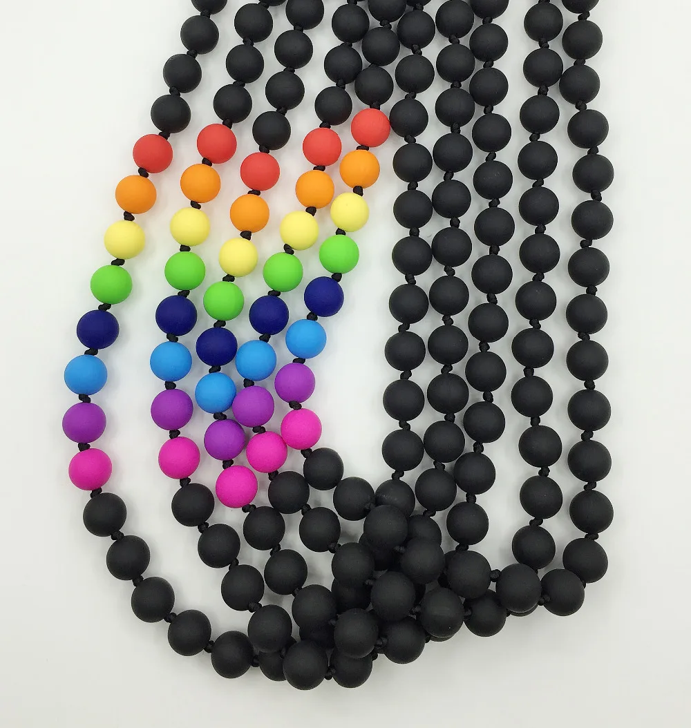 Food grade Silicone Teething Necklace with rainbow beads baby chew necklace Nursing necklace wholesale silicone necklace teether
Food grade Silicone Teething Necklace with rainbow beads baby chew necklace Nursing necklace wholesale silicone necklace teether
