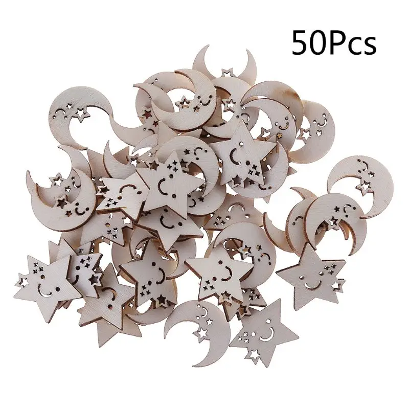 50Pcs/Bag Laser Cut Wood Embellishment Wooden Star And Moon Shape Craft Wedding Decor
50Pcs/Bag Laser Cut Wood Embellishment Wooden Star And Moon Shape Craft Wedding Decor