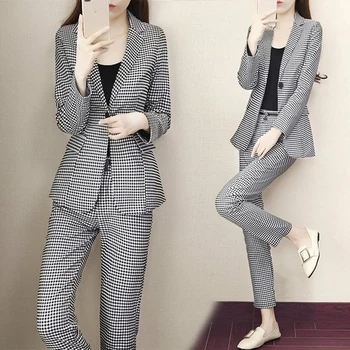 New Fashion Office Lady Suit Women Plaid Single Button Blazer Set 2 Set Woman Korean spring Two Piece Women OL 2 Pcs Sets
New Fashion Office Lady Suit Women Plaid Single Button Blazer Set 2 Set Woman Korean spring Two Piece Women OL 2 Pcs Sets