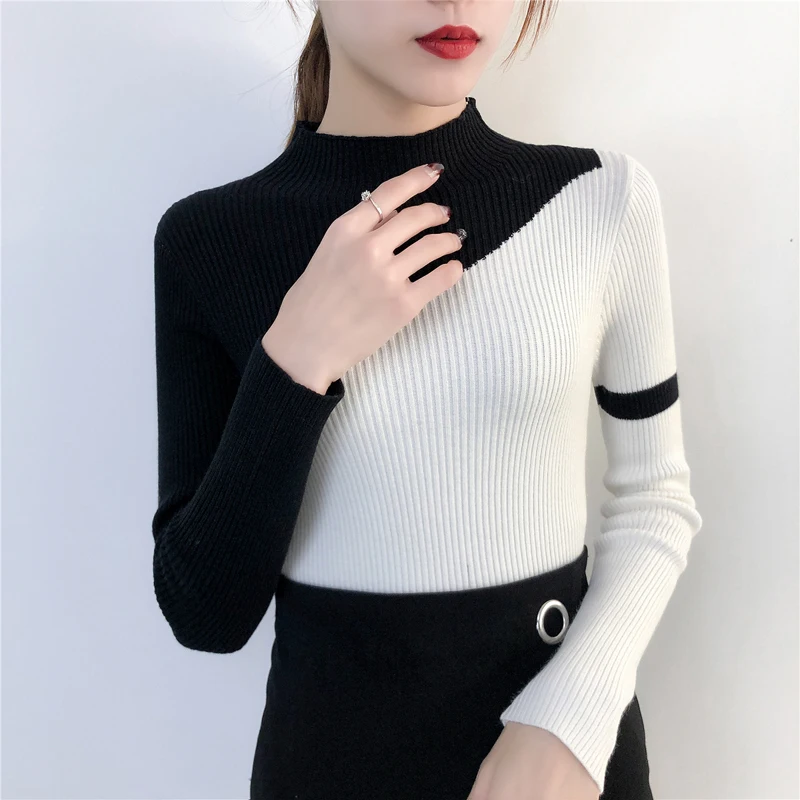 Winter O-neck Patchwork Women Sweater Skinny Elastic Long Sleeve Knitted Pullovers Feminino Hit Color Femme Jumper 2019 Spring
Winter O-neck Patchwork Women Sweater Skinny Elastic Long Sleeve Knitted Pullovers Feminino Hit Color Femme Jumper 2019 Spring