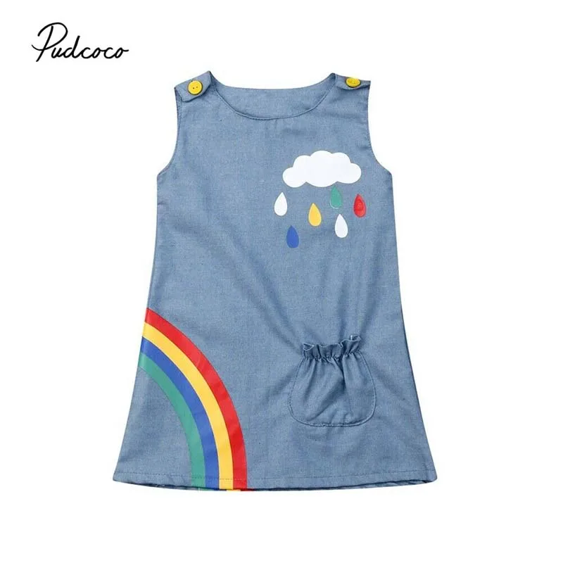 2019 Brand Toddler Infant Kid Baby Girl Dress Denim A-Line Rainbow Print Pocket Sleeveless Party Pageant Sundress Summer Clothes
2019 Brand Toddler Infant Kid Baby Girl Dress Denim A-Line Rainbow Print Pocket Sleeveless Party Pageant Sundress Summer Clothes