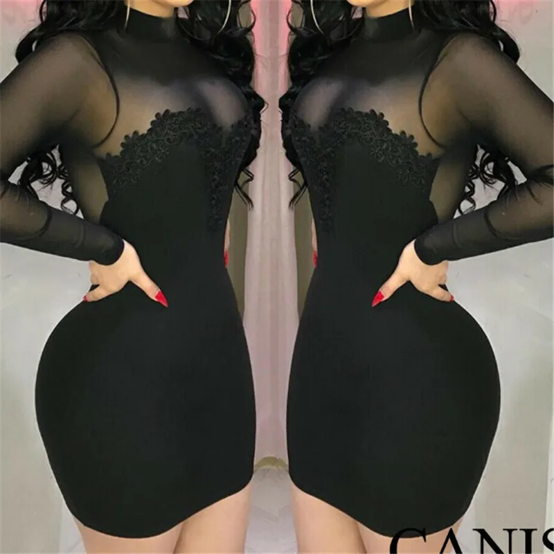 Trendy Women dress Turtle Neck long sleeve translucent Geometry Evening polyester Mini Dresses one pieces
Trendy Women dress Turtle Neck long sleeve translucent Geometry Evening polyester Mini Dresses one pieces
