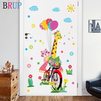 Cartoon Giraffe Cats Door Stickers Balloon Bicycle Wall Stickers Cute Animals Home Decor for Children Room Mural Wallpaper
Cartoon Giraffe Cats Door Stickers Balloon Bicycle Wall Stickers Cute Animals Home Decor for Children Room Mural Wallpaper