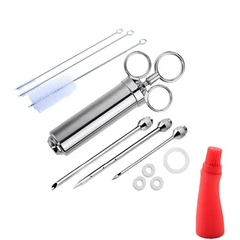 BBQ Oil Bottle Brush - Injector Syringe,Marinade Flavour Injector Meat Seasoning Injectors BBQ Kit Kitchen Tools with 3 Needles
BBQ Oil Bottle Brush - Injector Syringe,Marinade Flavour Injector Meat Seasoning Injectors BBQ Kit Kitchen Tools with 3 Needles