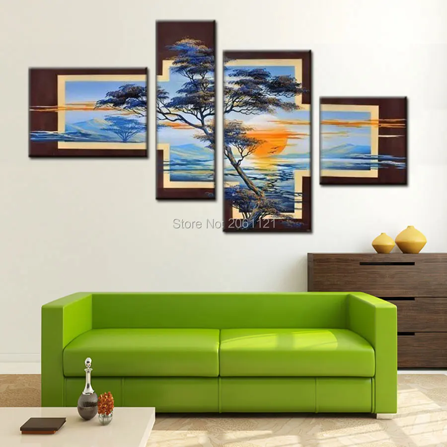 Hand Painted tree Decorations For Home 4 Piece Canvas Wall Art Modern Pictures Landscape Large Oil Paintings For Living Room
Hand Painted tree Decorations For Home 4 Piece Canvas Wall Art Modern Pictures Landscape Large Oil Paintings For Living Room