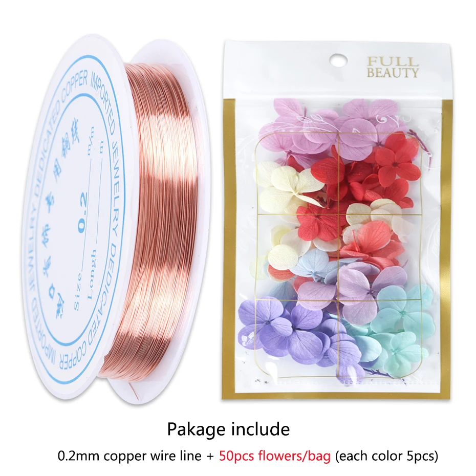 50pcs Nail Dried Flower 3D Nail Art Decorations Natural Real Stickers Sliders Manicure Design UV Gel Polish Jewelry Tips LA980 (10)
