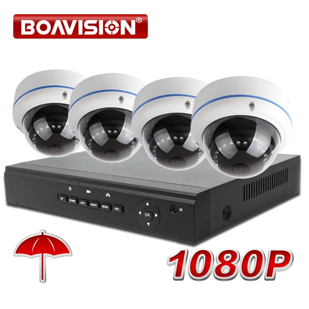 

1080P 4CH NVR System Kit Outdoor Weatherproof Dome 2MP IP Camera POE NVR Surveillance CCTV System Real-time Recording P2P,Onvif
