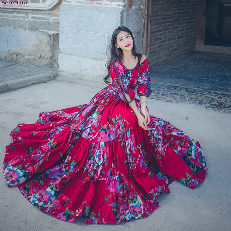 SexeMara fashion The New folk-custom printing Strapless shoulder Big pendulum Vacation Beach dress Free shipping 
SexeMara fashion The New folk-custom printing Strapless shoulder Big pendulum Vacation Beach dress Free shipping