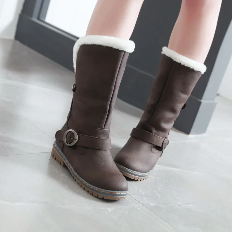 Big Size 11 12 13 14 15 Metal Decorative Short Cylinder Snow Boots with Round Head and Rough heel Waterproof Platform Sleeve 
Big Size 11 12 13 14 15 Metal Decorative Short Cylinder Snow Boots with Round Head and Rough heel Waterproof Platform Sleeve