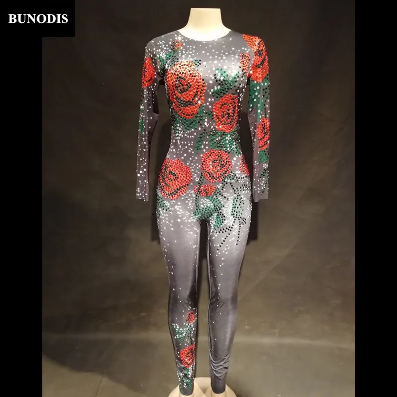 ZD315 Women Sexy Black Jumpsuit Full Of Colorful Sparkling Crystals Bodysuit 3D Printed Roses Nightclub Party Dancer Stage Wear
ZD315 Women Sexy Black Jumpsuit Full Of Colorful Sparkling Crystals Bodysuit 3D Printed Roses Nightclub Party Dancer Stage Wear