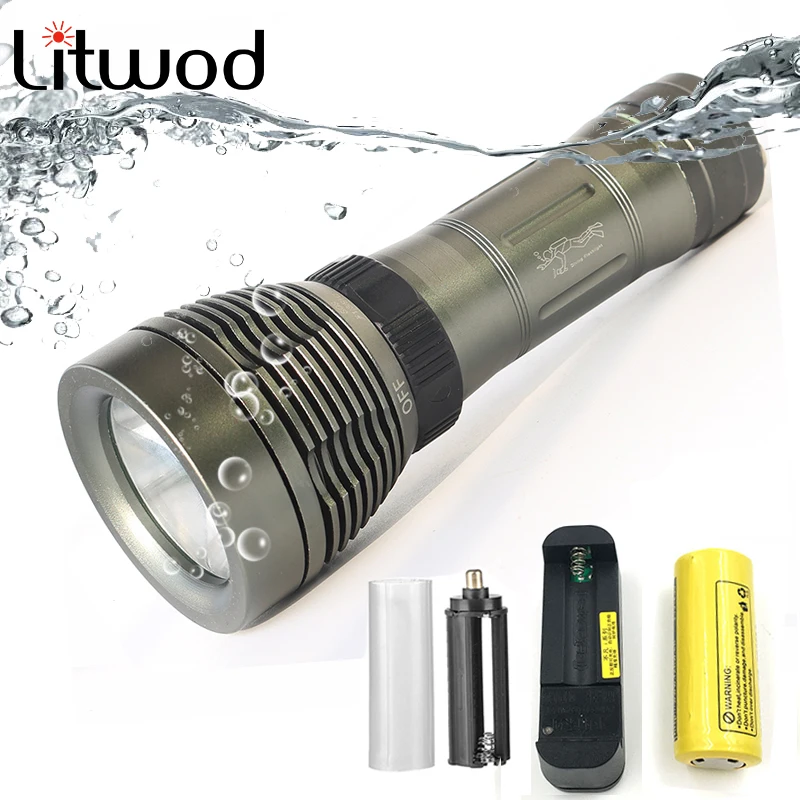 

Litwod Z20 XM-L T6 5000LM LED Diving Flashlight Torch Brightness Waterproof White Light LED Torch Underwater 80m lantern