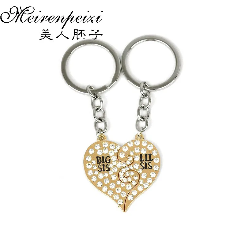 Family Sisters Keychain For 2 Big Sis Little Sis Broken Heart Puzzle Key Holder For Bags Rhinestones Jewelry Christmas Gifts
Family Sisters Keychain For 2 Big Sis Little Sis Broken Heart Puzzle Key Holder For Bags Rhinestones Jewelry Christmas Gifts