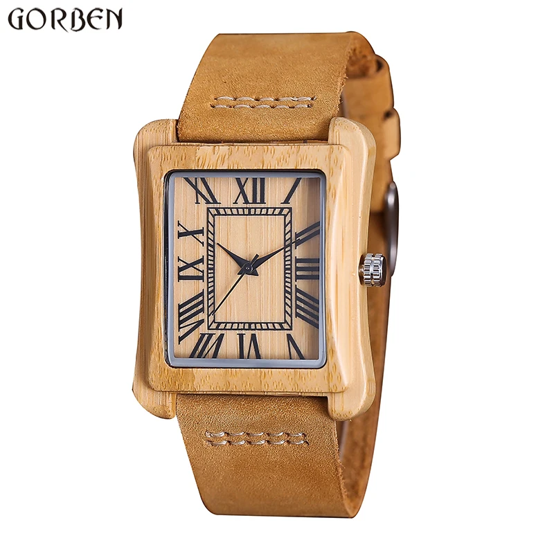 Minimalist Creative Wooden Watch Modern Mens Rectangle Roman Dial Bamboo Leather Band Nature Wood Quartz Wrist Watch Clock Gifts
Minimalist Creative Wooden Watch Modern Mens Rectangle Roman Dial Bamboo Leather Band Nature Wood Quartz Wrist Watch Clock Gifts