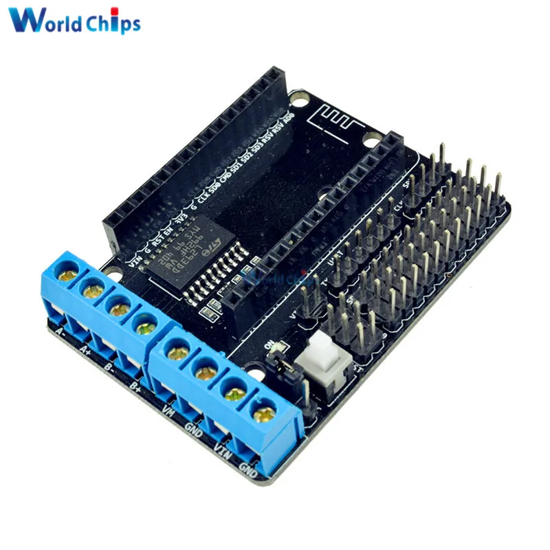 NodeMCU Motor Shield Board L293D for ESP-12E from ESP8266 esp12e ESP-12E kit diy for rc toy wifi rc smart car remote control
NodeMCU Motor Shield Board L293D for ESP-12E from ESP8266 esp12e ESP-12E kit diy for rc toy wifi rc smart car remote control