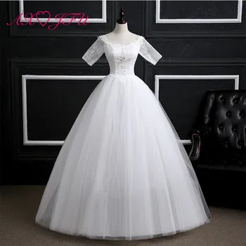 AXJFU Princess bridal half sleeve lace wedding dress brief plus size slim double-shoulder flower lace wedding dress
AXJFU Princess bridal half sleeve lace wedding dress brief plus size slim double-shoulder flower lace wedding dress