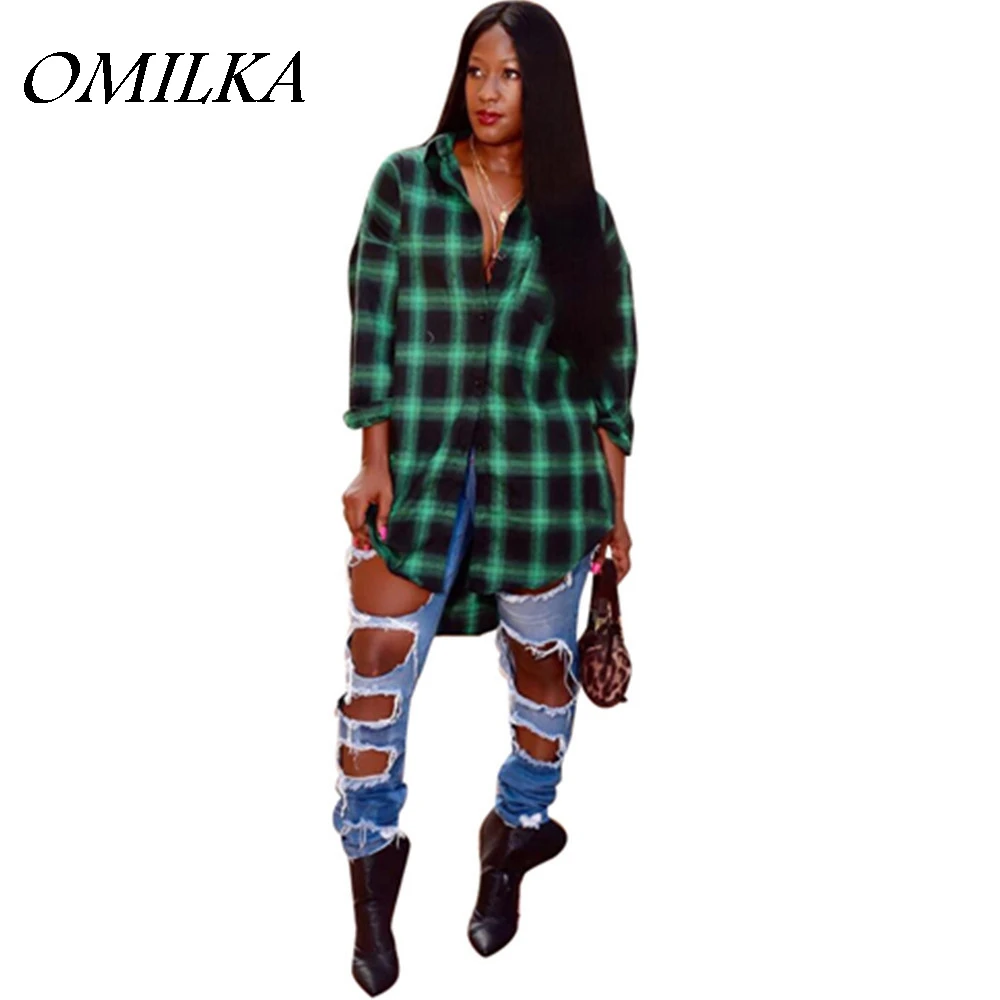 OMILKA Women Long Sleeve Plaid Letter Printed Shirt 2018 Autumn Winter Women Turn Down Collar Irregular Rock Army Green Shirts
OMILKA Women Long Sleeve Plaid Letter Printed Shirt 2018 Autumn Winter Women Turn Down Collar Irregular Rock Army Green Shirts