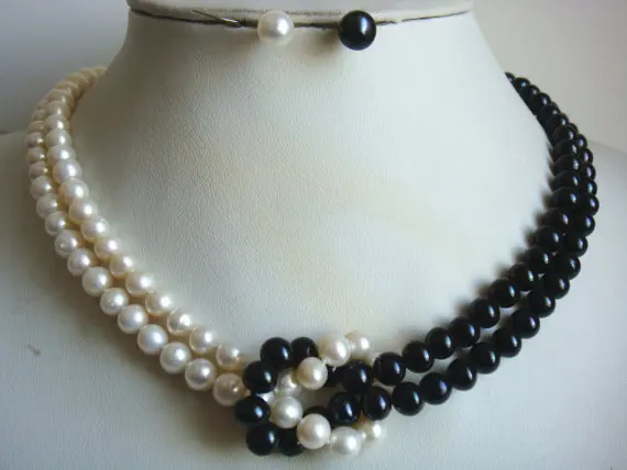 Real Pearl Jewelry Set,White Black Color 2Rows AA 7-8MM Round Pearl Necklace Earrings,New Free Shipping
Real Pearl Jewelry Set,White Black Color 2Rows AA 7-8MM Round Pearl Necklace Earrings,New Free Shipping