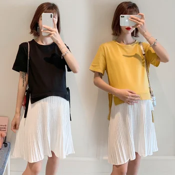 2019 Korean version of the summer loose tie stitching dress pleated skirt pregnant women dress pregnancy skirt
2019 Korean version of the summer loose tie stitching dress pleated skirt pregnant women dress pregnancy skirt