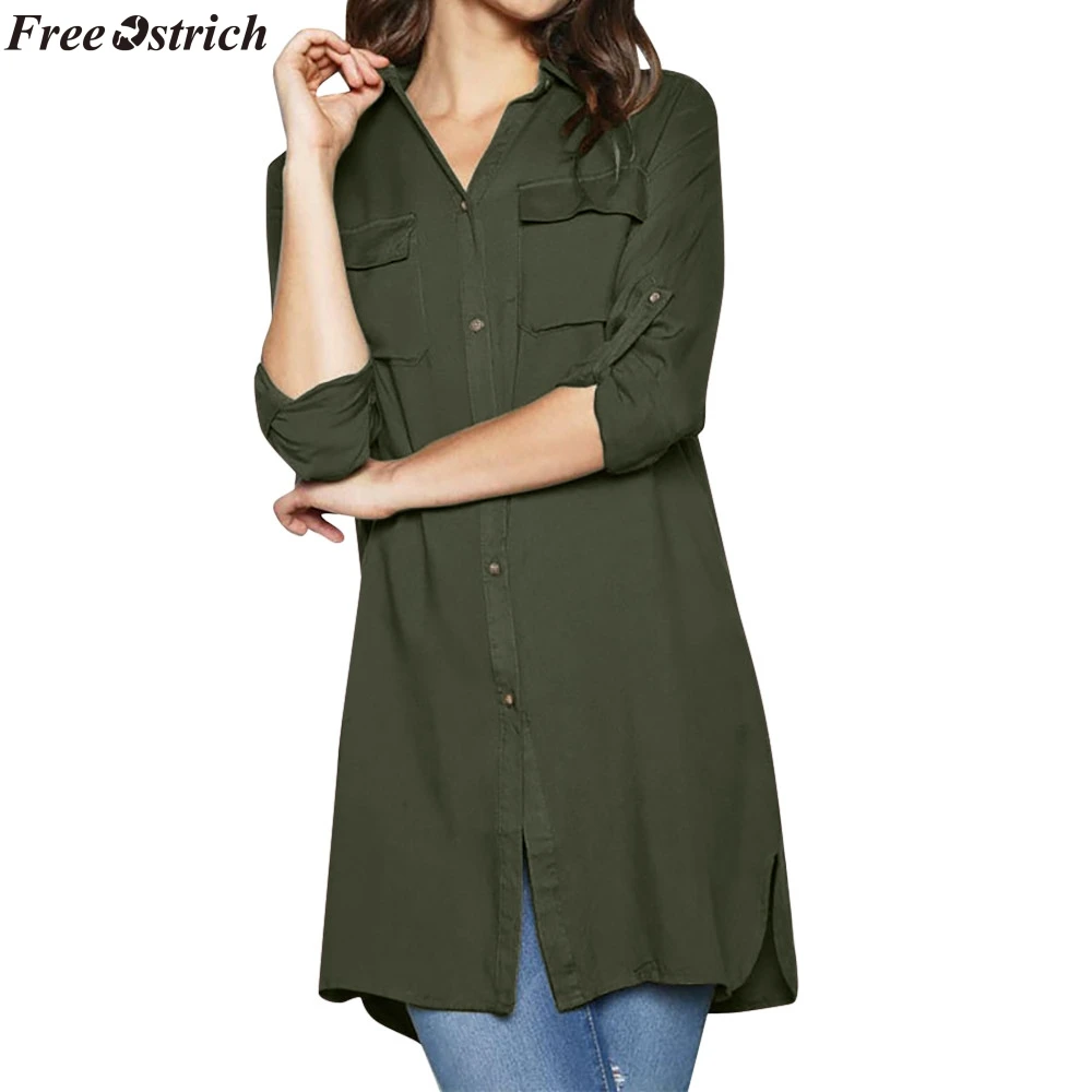 FREE OSTRICH Women's Fashion Cotton Button Long Sleeve V-neck Loose Blouse Casual ladies Pocket Long Shirt plus size tops
FREE OSTRICH Women's Fashion Cotton Button Long Sleeve V-neck Loose Blouse Casual ladies Pocket Long Shirt plus size tops