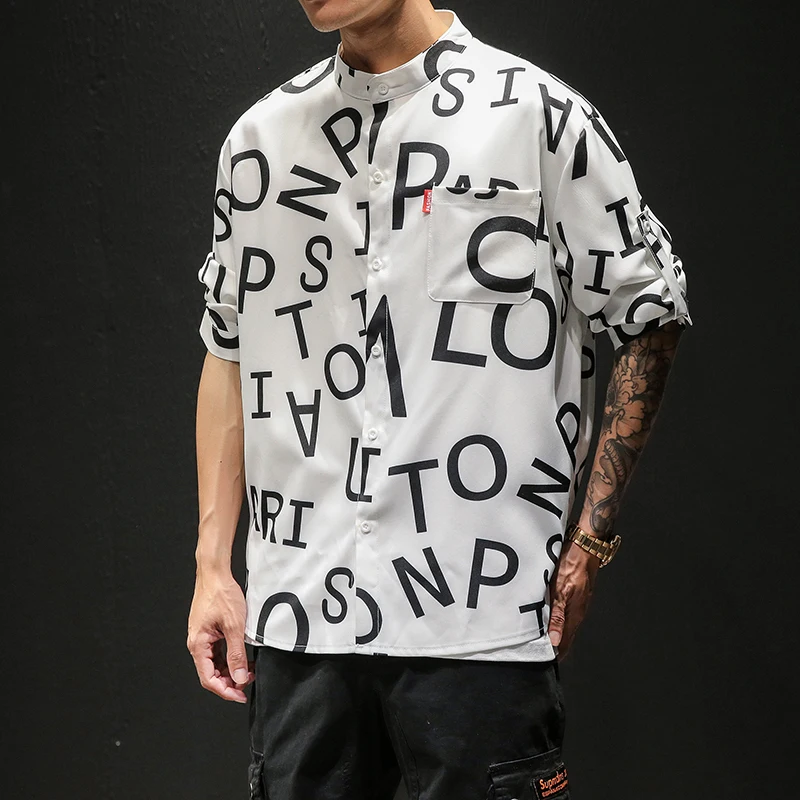 Summer Fashion Mens Half Sleeve Shirts Letter Pattern Male Shirts Large Sizes Black White M-5XL Shirts For Men
Summer Fashion Mens Half Sleeve Shirts Letter Pattern Male Shirts Large Sizes Black White M-5XL Shirts For Men