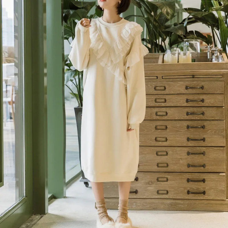 LANMREM Solid Color Ruffled Round Neck Long-sleeved Dress Casual Fashion Loose Plus Women 2019 Autumn And Winter New TC935
LANMREM Solid Color Ruffled Round Neck Long-sleeved Dress Casual Fashion Loose Plus Women 2019 Autumn And Winter New TC935