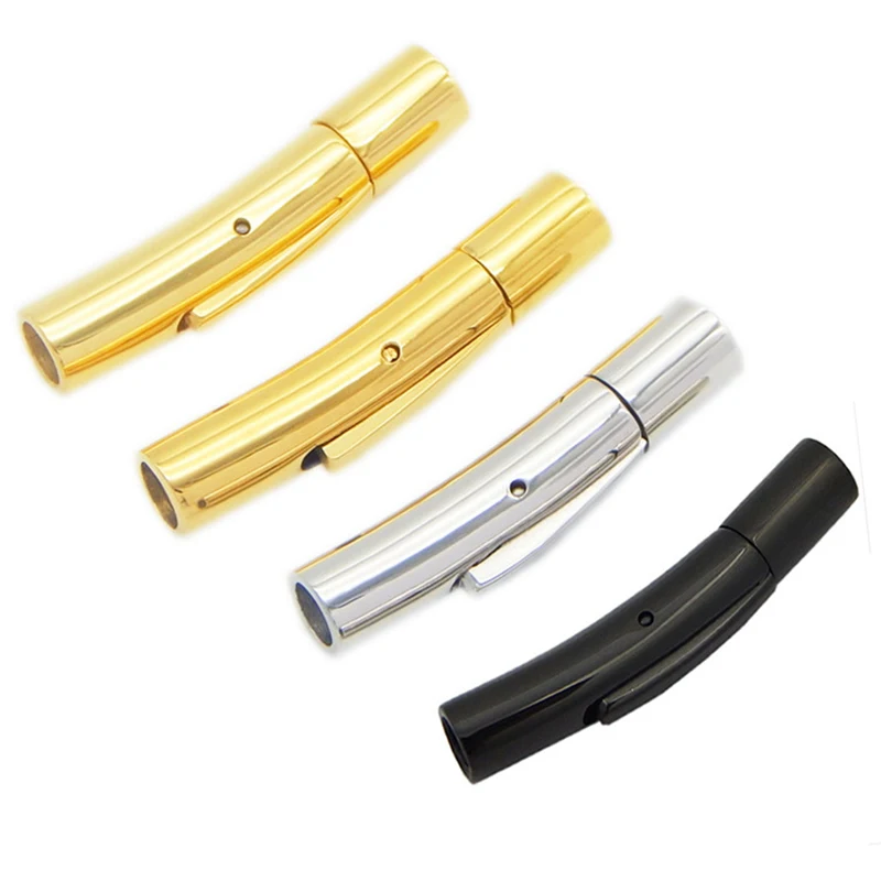 1pc/lot Hole Size 6mm Gold Black Rhodium Stainless Steel Clasps For Bracelet Fit Round Leather Cords Bracelets Connectors 
1pc/lot Hole Size 6mm Gold Black Rhodium Stainless Steel Clasps For Bracelet Fit Round Leather Cords Bracelets Connectors