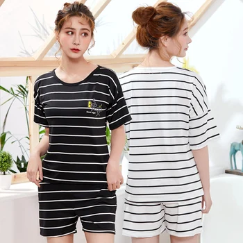 Casual Striped Short Sleeve Pajama Sets for Women 2019 Hot Summer Shorts Sleepwear Suit Loungewear Homewear Pijama Mujer Clothes
Casual Striped Short Sleeve Pajama Sets for Women 2019 Hot Summer Shorts Sleepwear Suit Loungewear Homewear Pijama Mujer Clothes