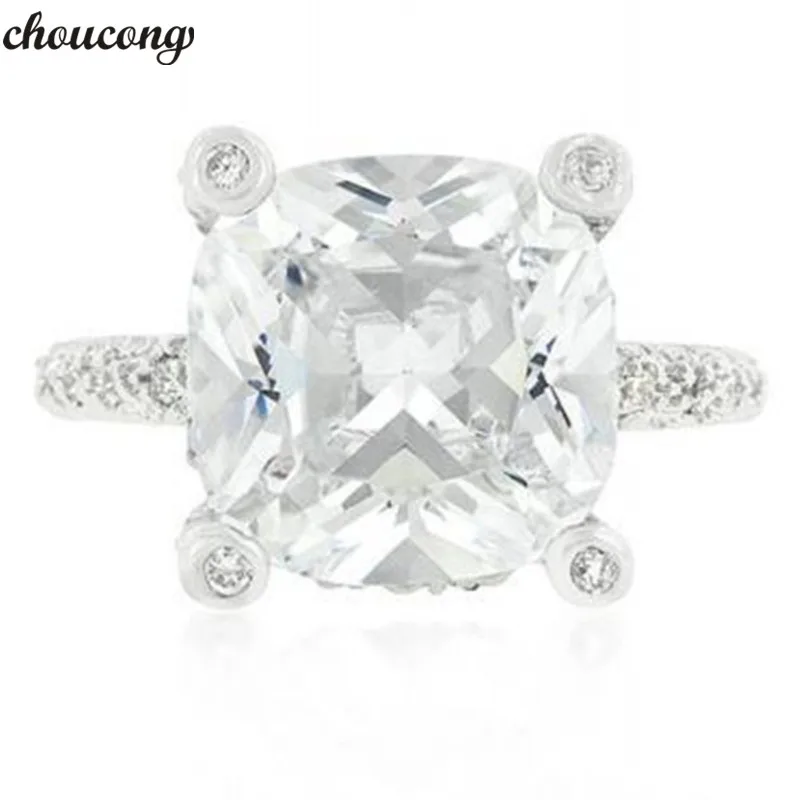 Choucong кольцо с большим обещанием подушкой 3ct AAAAA циркон Cz 925 пробы серебро