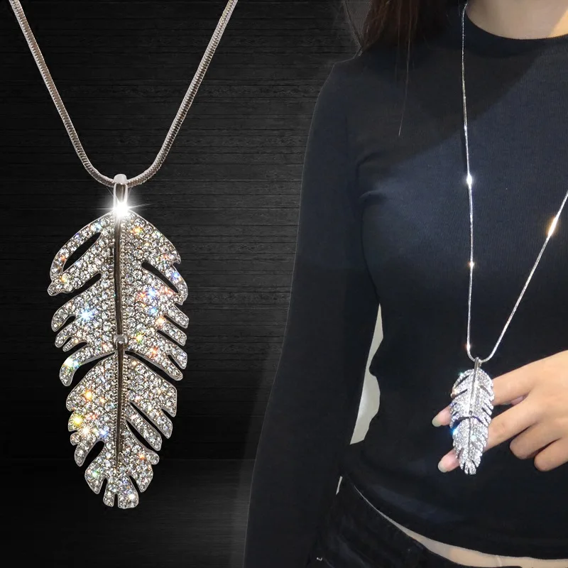F&U Women Jewelry Trendy Big Leaf Rhinestone Pendants Long Sweater Chain Necklace Colar Bijoux Female Gift
F&U Women Jewelry Trendy Big Leaf Rhinestone Pendants Long Sweater Chain Necklace Colar Bijoux Female Gift