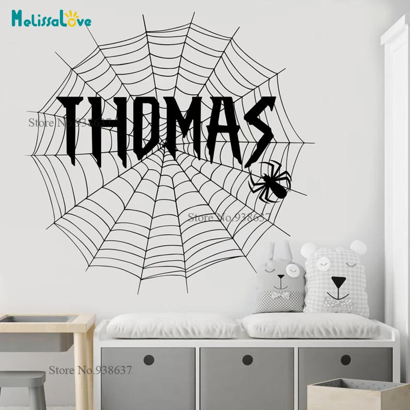 Spider Theme Stickers Personalized Sticker Cobweb Baby Boy Room Removable Vinyl Wall Decal Custom Name Nursery BA052
Spider Theme Stickers Personalized Sticker Cobweb Baby Boy Room Removable Vinyl Wall Decal Custom Name Nursery BA052